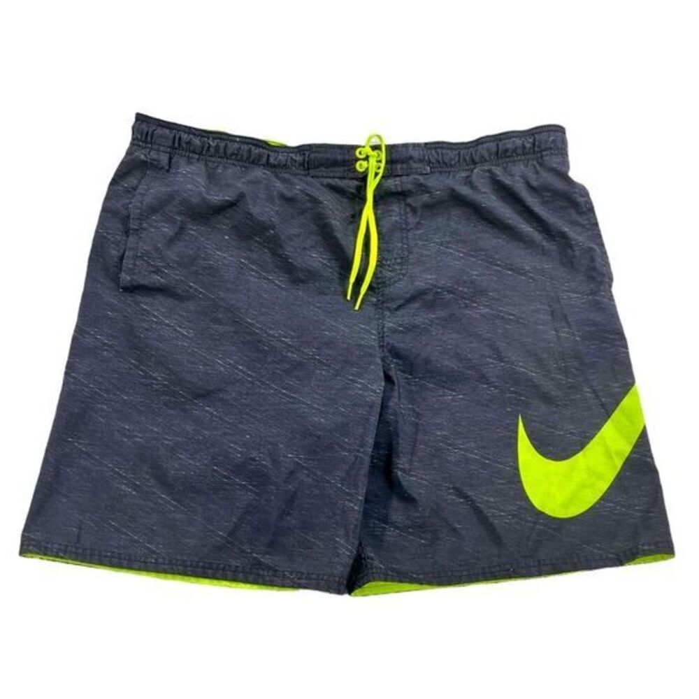 Nike Mens Black Swim Trunks Hybrid Swimwear Green Check size XXL 10225